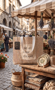 Sacs fourre-tout de plage et d'épicerie en jute naturelle à motif lettres, robustes, avec poignées plates, fabricant OEM, logo personnalisé imprimé, promotionnels - Product Image 2
