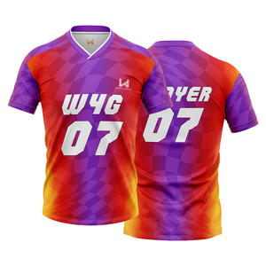 Camiseta de Fútbol Sublimada Personalizada 100% Poliéster de Secado Rápido y Transpirable de Manga Corta con Nombre de Jugador y Logotipo Frontal Personalizados - Product Image 6