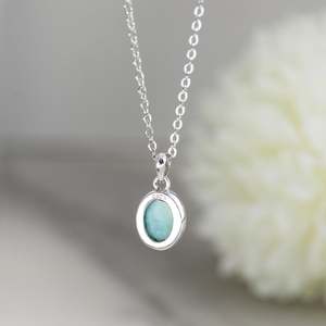 จี้รูปไข่ลาริมาร์ธรรมชาติ ตัวเรือนเงินแท้ 925 ประดับพลอยสีน้ำเงิน สำหรับผู้หญิง เป็นของขวัญ - Product Image 3