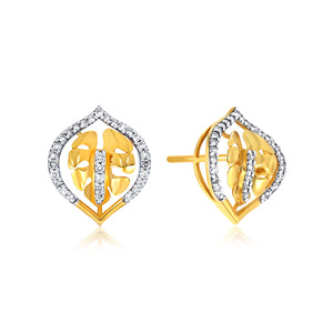 Pendientes de Oro Amarillo de 14K con Hoja de Monstera, Diamante Redondo Cultivado en Laboratorio, Joyería Fina Inspirada en la Naturaleza Tropical para Mujer, Venta al Por Mayor - Product Image 2