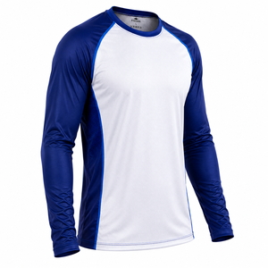 Camisetas Deportivas Casuales de Otoño para Mujer, de Manga Larga, Cuello Redondo, de Algodón, con Forro Polar, Anti-UV, Bordadas, de Secado Rápido, en Color Azul y Blanco - Product Image 3