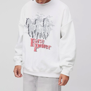 Sweat-shirt homme surdimensionné à col rond, 100% coton, lourd, personnalisable avec logo, pour l'hiver. - Product Image 1