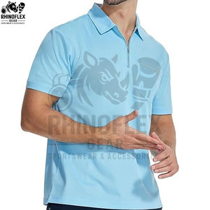 Camiseta Polo de Manga Corta para Hombre, con Media Cremallera, Rayas Verticales Azul Marino y Blancas, Estilo Casual, Fabricante Personalizado OEM - Product Image 3