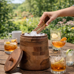 Enfriador de vino de madera rústica, enfriador de bebidas de madera de primera calidad, cubitera de madera hecha a mano, cubeta de hielo para servir vino, enfriador de vino de sobremesa - Product Image 3