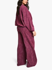 Ensemble de survêtement unisexe grande taille bordeaux à capuche, manches longues, cordon de serrage, logo frontal, coupe décontractée, coton hiver 2026 - Product Image 2