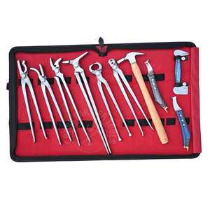 Kit d'outils de ferrage tout-en-un avec marteau de ferrage robuste, outil de dépose de sabots, extracteur de clous, pince à ferrures, écarteur de sabots - Product Image 1