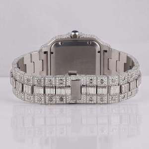 Reloj de Lujo al por Mayor con Diamantes de Moissanita, Acero Inoxidable, Engaste Invisible, Correa de Cuero, Resistente al Agua - Product Image 3