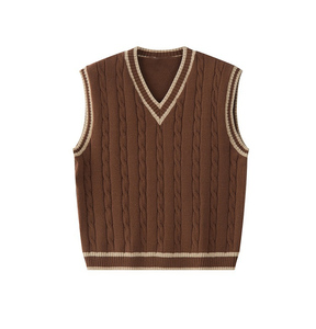 Men's Acrylic Letter Vest Sweater V-Neck Sleeveless Pullover Anti-Wrinkle Anti-Shrink Heather Color Space <b>Dye</b> Autumn ODM Knitted - Product Image 3