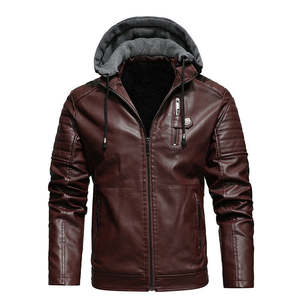 Veste en similicuir PU personnalisée NESTA SPORTS pour hommes grandes tailles, veste bomber décontractée pour motards avec doublure en polaire et capuche - Product Image 5