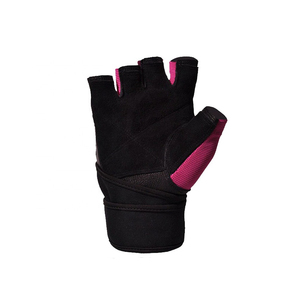Gants de sport sans doigts en PU noir et rose, longueur poignet, durables, ajustement décontracté - Product Image 2