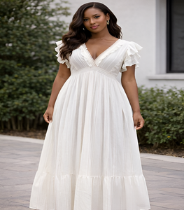 ชุดเดรสผ้าฝ้ายเครปผสมลูเร็กซ์ ดีไซน์หรูหราสำหรับงานปาร์ตี้ รับผลิตแบบ OEM ODM แบรนด์ส่วนตัว - Product Image 2