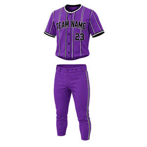 Uniforme de Béisbol Morado Personalizado al por Mayor, Uniforme de Béisbol con Logotipo Personalizado, Conjunto de Camiseta y Pantalones de Béisbol Sublimados para Equipos Deportivos - Product Image 1
