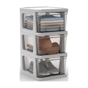 Carrito de Almacenamiento Mediano Desmontable de Plástico Plateado con Cajones - Product Image 2