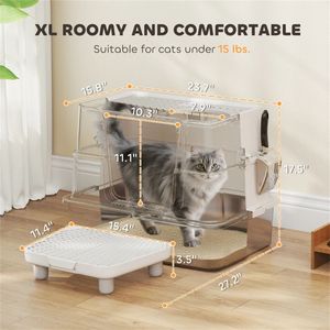 Lettiera per Gatti in Acciaio Inossidabile, Contenitore Moderno per l'Igiene Felina - Product Image 6