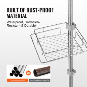 Portaoggetti da Doccia Multifunzionale con Finitura in Plastica Antiruggine, Vassoio Resistente con Capacità di Carico Elevata, 42"-114" di Altezza - Product Image 5