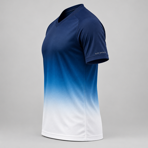 Camiseta de fútbol con cuello en V para hombre Alex Sports, manga corta, degradado negro y rojo, transpirable, jersey de fútbol con cuello en V para hombre, degradado - Product Image 5