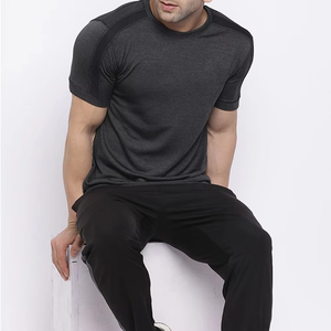 Camiseta Deportiva de Manga Corta para Hombre, Color Gris Oscuro, Secado Rápido, Cuello Redondo, Color Sólido, Ligera, de Poliéster, para Fitness de Verano - Product Image 3