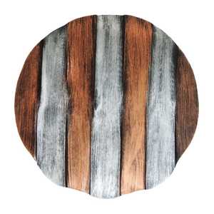 Bandeja Decorativa Redonda de Diseño, con Rayas Verticales, Estilo Rústico, Pieza de Arte en Madera Hecha a Mano - Product Image 5