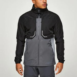 Ensemble de survêtement à capuche noir et gris pour homme, avec fermeture éclair intégrale, poches latérales, imperméable, style sportif, coupe classique, idéal pour l'automne - Product Image 4
