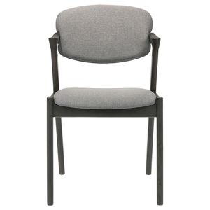 Metà del secolo moderno 2 pezzi Z-Chair Set di tappezzeria in tessuto riccamente tonica struttura in legno duro marrone grigio finitura per sala da pranzo - Product Image 4