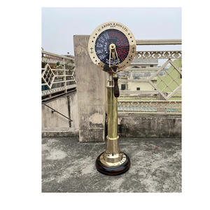 เครื่องควบคุมความเร็วทองเหลืองโบราณแบบเทเลกราฟพร้อมฐานไม้ ของตกแต่งสไตล์เรือเดินสมุทรสำหรับตกแต่งบ้านและสำนักงาน - Product Image 1