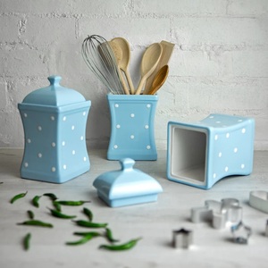 Charming Polka Dot <b>Storage</b> <b>Jar</b> With Easy Lift Lid Smooth Finish Space Efficient Design Freshness Lock <b>Kitchen</b> Organizer - Product Image 5