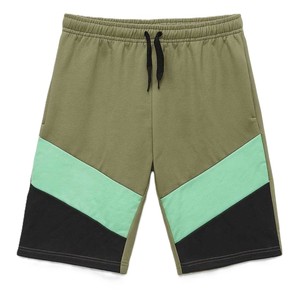 Pantalones Cortos Deportivos Casuales para Hombre con Paneles Geométricos en Bloques de Color, Cintura con Cordón, Estilo Deportivo, Tiro Medio, Transpirables, para Gimnasio, en Verde Oliva, Turquesa y Negro - Product Image 1