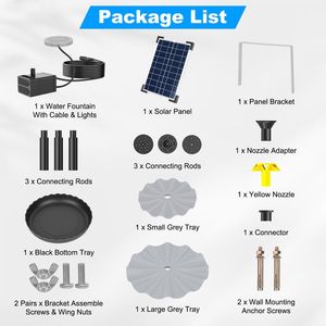 6W <b>Solar</b> Panel Powered <b>Water</b> <b>Fountain</b> <b>Pump</b> IP68 Waterproof with Battery Backup Adjustable 9.84ft Spray Height Garden Cabl Lights - Product Image 6