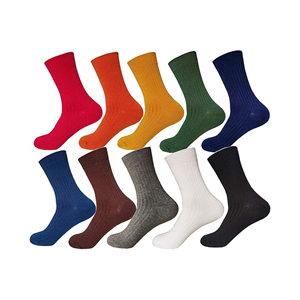 Business <b>Men's</b> Casual <b>Socks</b> ODM Quality Custom Crew Dress Made in Vietnam Solid Color Anti-Bacterial Breathable Ribbed Cotton - Product Image 5