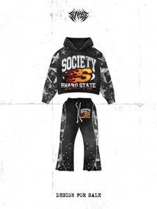 Conjunto de Sudadera con Capucha y Pantalones para Hombre, Marca Society State, Estampado por Sublimación, Estilo Urbano, Ropa de Otoño, 100% Poliéster, Felpa Francesa - Product Image 2