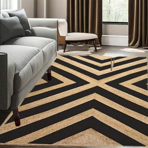 พรมสีดำและสีขาวที่ทำจากเส้นใยปอกระเจา100% ทำด้วยมือพร้อมพรมแบบกำหนดเองสำหรับตกแต่งบ้าน - Product Image 5