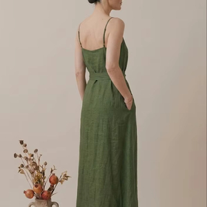 Modern Top Quality Trending Vneck Long-sleeve Floral Embroidery Loose Ukraine Dresses Spring Autumn Women Casual Beach With Belt - Product Image 2