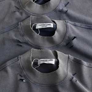 Fabricantes de Ropa al por Mayor, Camisetas Personalizadas con Logotipo, Camisetas de Hombre 100% Algodón, Camisetas Extra Grandes Vintage con Lavado Ácido para Hombre - Product Image 3