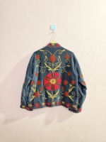 Veste en velours Suzani en gros, faite à la main, broderie florale, style bohème hippie, doublure intérieure en coton, veste d'hiver