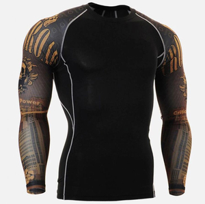 Camiseta de Manga Larga para Hombre 2026, Diseño Sublimado de Secado Rápido para MMA y Gimnasio, Diseño en Blanco y Negro, Logotipo en la Manga Izquierda - Product Image 3