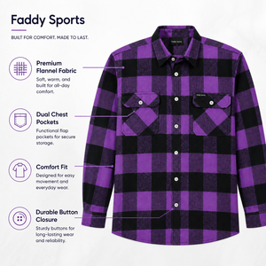 Chemise en flanelle à carreaux violets pour homme, manches longues, décontractée, boutonnée, en coton, style streetwear, vêtement de travail - Product Image 5
