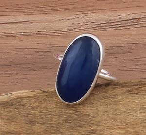 แหวนเงินแท้ฝังพลอยหยกสีน้ำเงินธรรมชาติ งานแฮนด์เมด สำหรับผู้หญิง ของขวัญสุดพิเศษ - Product Image 5