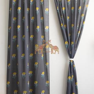 Rideau en coton imprimé à la main, motif floral, moderne et écologique, pour la maison et l'hôtellerie - Product Image 5