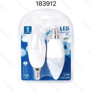 หลอดไฟ LED C37 E14 9W 6400K สีขาวนวล 720 ลูเมน 2 แพ็ค - Product Image 1