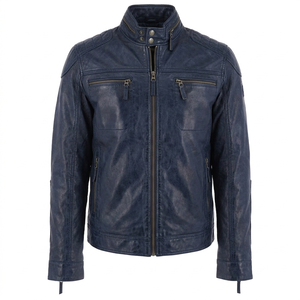 High Quality Men's Casual Leather <b>Jacket</b> Stylish Fit Stand Collar Soft PU Leather <b>Canvas</b> Breathable Quick Dry Autumn Pattern - Product Image 6