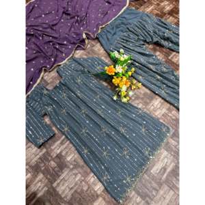 Conjunto Dupatta hermoso y parte inferior superior de ropa de fiesta para mujer de diseñador - Product Image 2