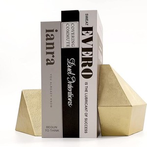 Decorative Gold Cast Iron Bookends, Home Decorative Bookends for Heavy Abstract Bookends for <b>Bookshelves</b>, Office <b>Desk</b> Bookend - Product Image 2
