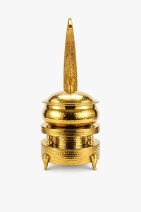 Aurevane Crownfin Chafer Royal Design - Recipiente para calentar comida de lujo, de acero inoxidable martillado dorado, con tapa decorativa alta y base de cuatro patas - Product Image 5