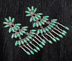 Best Price Light Weight Girls & Women Stone <b>Dangle</b> <b>Earrings</b> Turquoise Round <b>Silver</b> Drop <b>Dangle</b> <b>Earring</b> Turquoise <b>Earrings</b> - Product Image 3