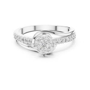 Bague classique en or blanc 14 carats avec diamant rond de 0,33 carat cultivé en laboratoire, certifié IGI, cadeau d'anniversaire pour femme |   Nouveau diamant cultivé - Product Image 1