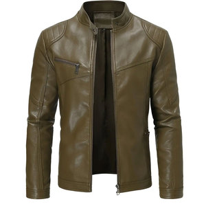 Stylish Men Leather <b>Jacket</b> With Zipper Closure And <b>Slim</b> <b>Fit</b> Design For Casual And Motorcycle Wear Men Winter <b>Jacket</b> - Product Image 1