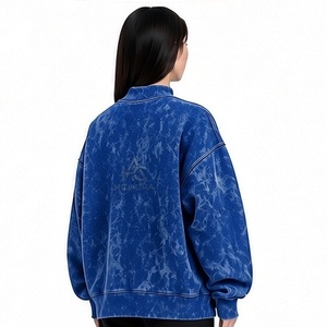 Sudadera Oversize de Felpa/Algodón con Lavado Ácido, Cuello Alto Simulado, Hombros Caídos, Color Negro, Premium, Estilo Urbano de Invierno, Más Vendida - Product Image 5