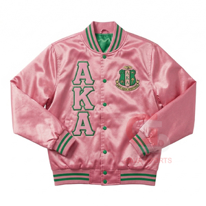 bomber de satén Alpha |   Kapa |   Chaqueta de invierno Alpha Sorority con letras griegas, cortavientos, estilo bomber AKA Sorority, chaquetas cortas para mujer - Product Image 1