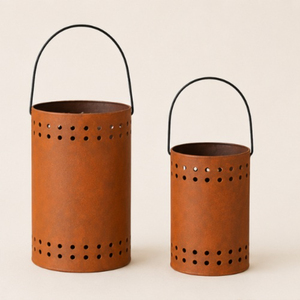 Set of 2 Metal Cutout Pumpkin <b>Lanterns</b> Farmhouse Fall Harvest Decorative Candle Holder Buckets for Halloween Party On Sale - Product Image 3