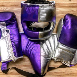 Custom Logo Real Cowhide Leather Boxing <b>Gloves</b>, Nose Bar And Cheek bar Head Guard And Groin Guard Protector Sparring Boxing Set - Product Image 2